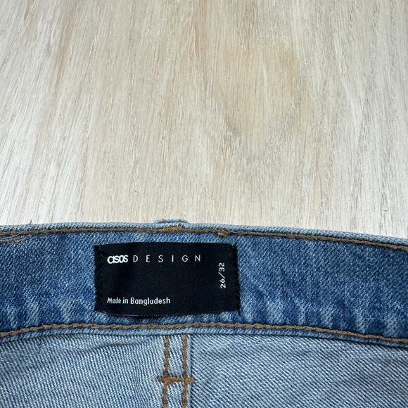 ASOS Design High Rise Straight Leg Light Wash Raw Hem 90s Vintage Jeans 26X32 - Picture 8 of 13